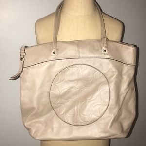 Leather Coach zip tote bag